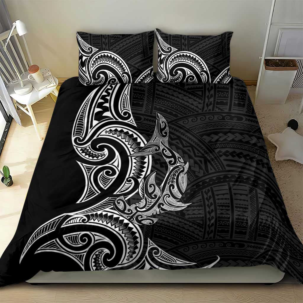 New Zealand Hammerhead Shark Bedding Set Maori Haehae Mangopare Black - Vibe Hoodie