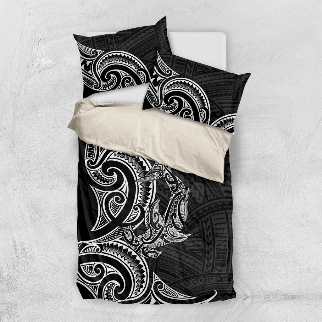 New Zealand Hammerhead Shark Bedding Set Maori Haehae Mangopare Black - Vibe Hoodie
