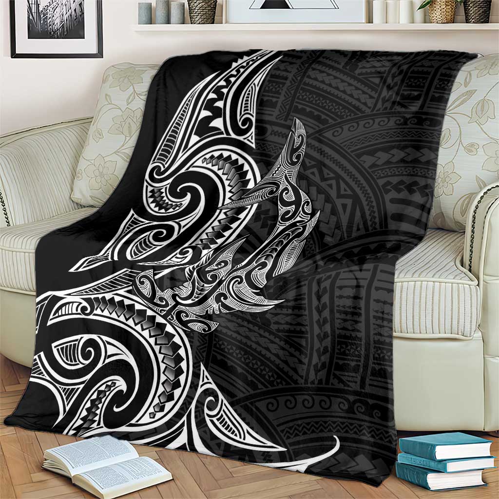New Zealand Hammerhead Shark Blanket Maori Haehae Mangopare Black - Vibe Hoodie