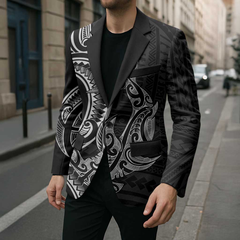 New Zealand Hammerhead Shark Blazer Maori Haehae Mangopare Black - Vibe Hoodie