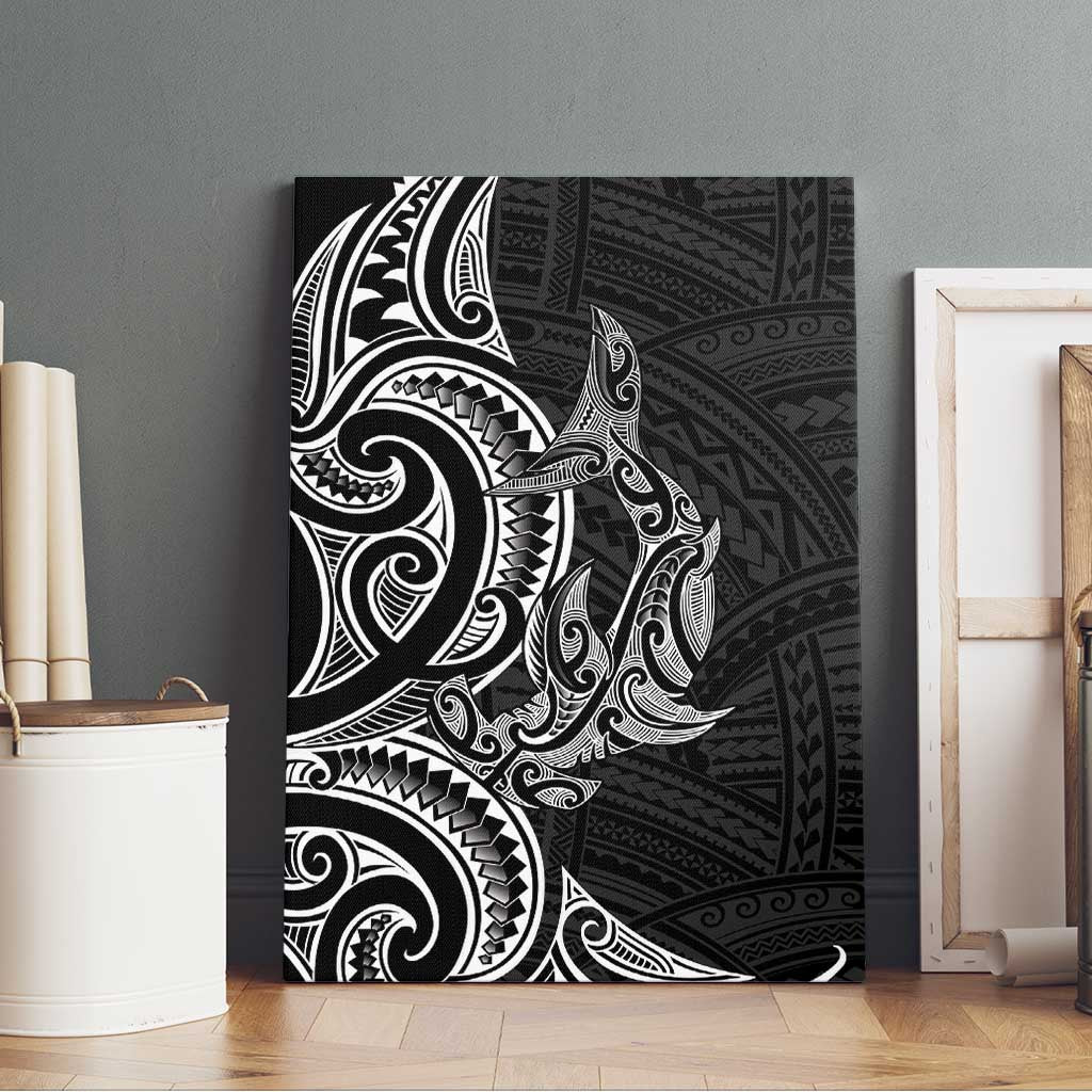 New Zealand Hammerhead Shark Canvas Wall Art Maori Haehae Mangopare Black - Vibe Hoodie