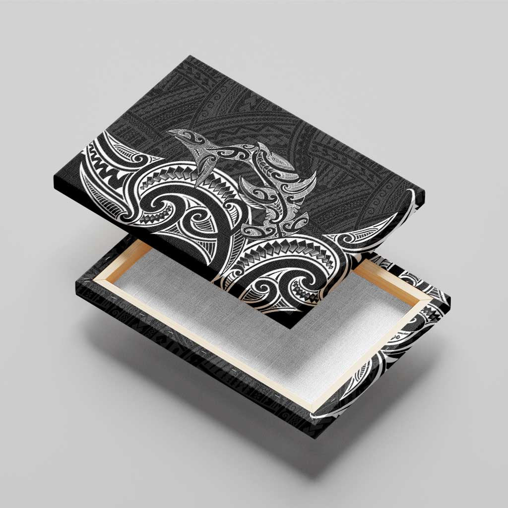 New Zealand Hammerhead Shark Canvas Wall Art Maori Haehae Mangopare Black - Vibe Hoodie