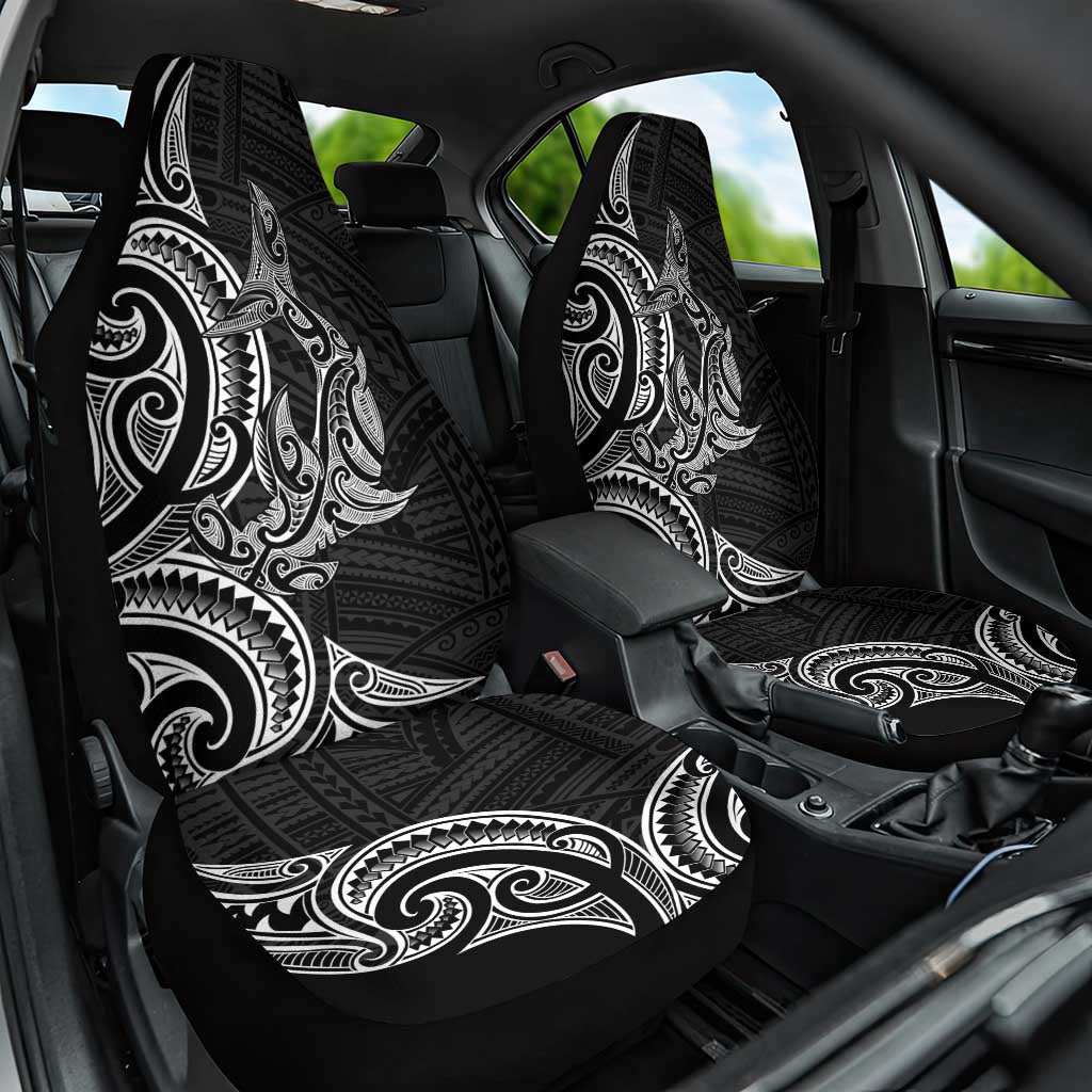 New Zealand Hammerhead Shark Car Seat Cover Maori Haehae Mangopare Black - Vibe Hoodie