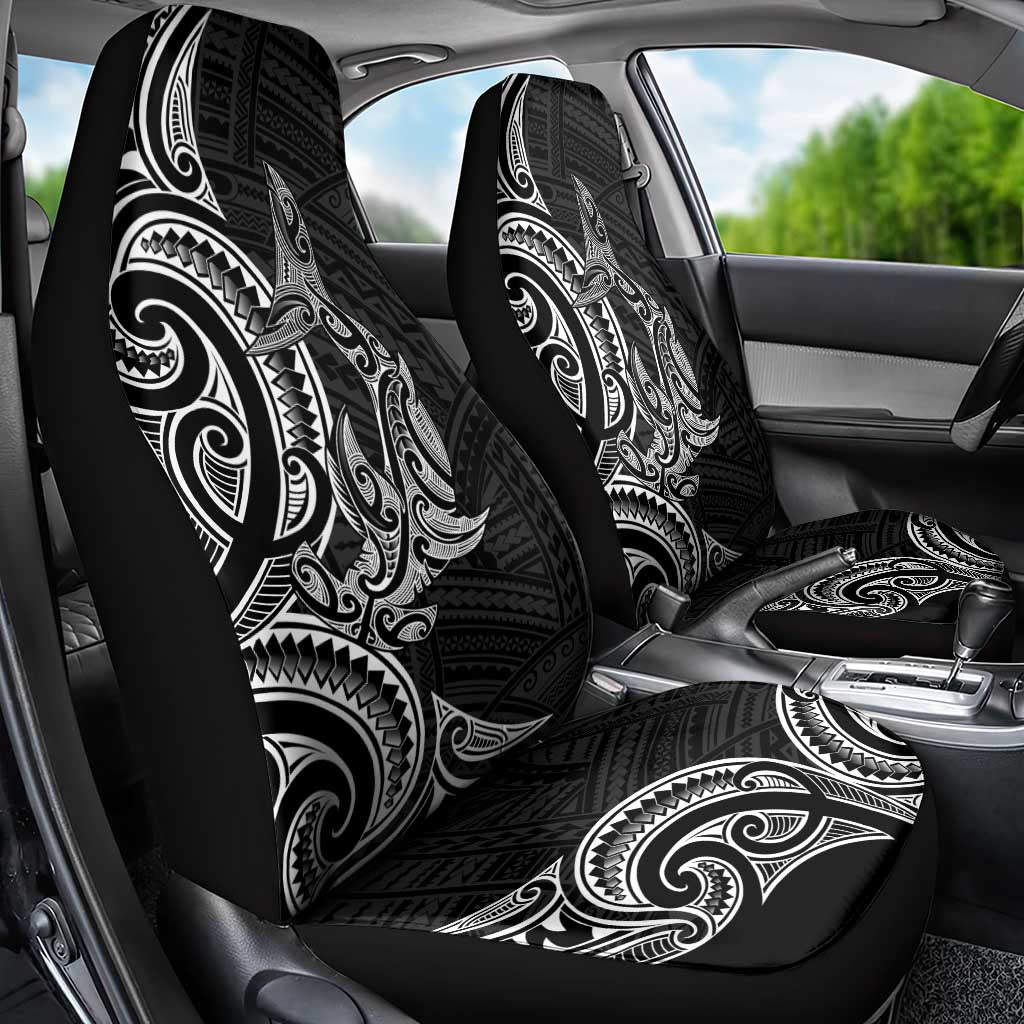 New Zealand Hammerhead Shark Car Seat Cover Maori Haehae Mangopare Black - Vibe Hoodie