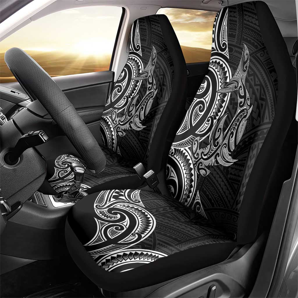 New Zealand Hammerhead Shark Car Seat Cover Maori Haehae Mangopare Black - Vibe Hoodie