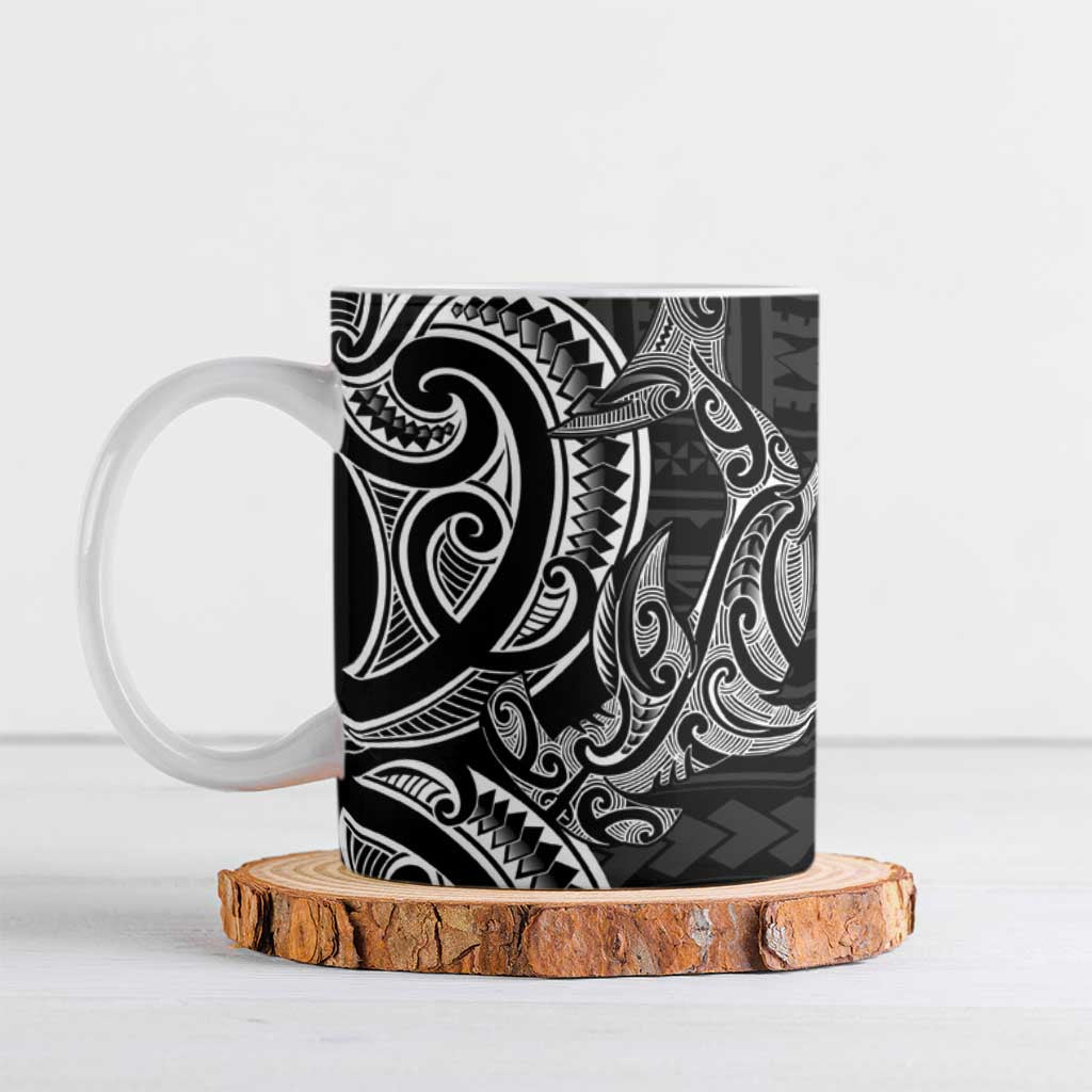 New Zealand Hammerhead Shark Ceramic Mug Maori Haehae Mangopare Black - Vibe Hoodie
