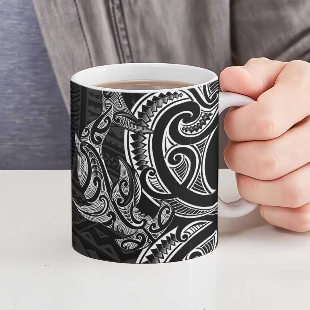 New Zealand Hammerhead Shark Ceramic Mug Maori Haehae Mangopare Black - Vibe Hoodie