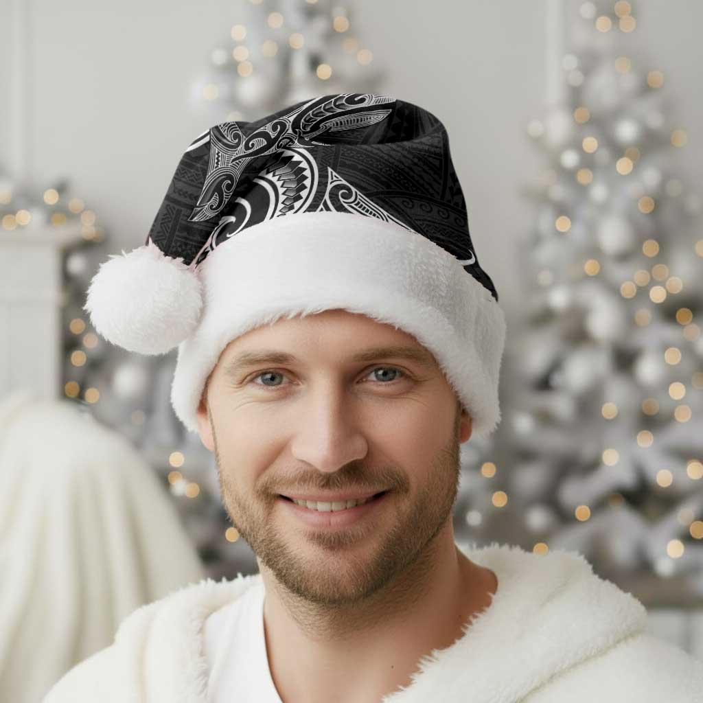 New Zealand Hammerhead Shark Christmas Santa Hat Maori Haehae Mangopare Black - Vibe Hoodie