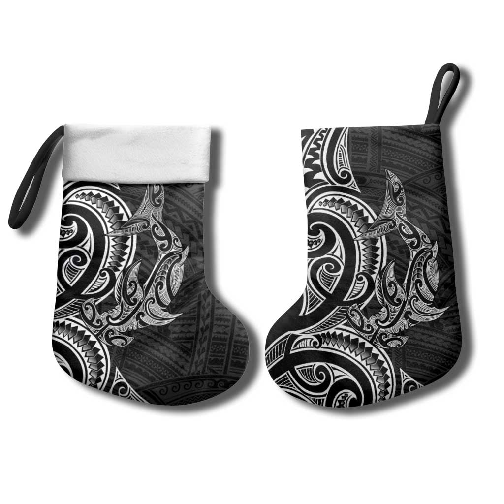 New Zealand Hammerhead Shark Christmas Stocking Maori Haehae Mangopare Black - Vibe Hoodie
