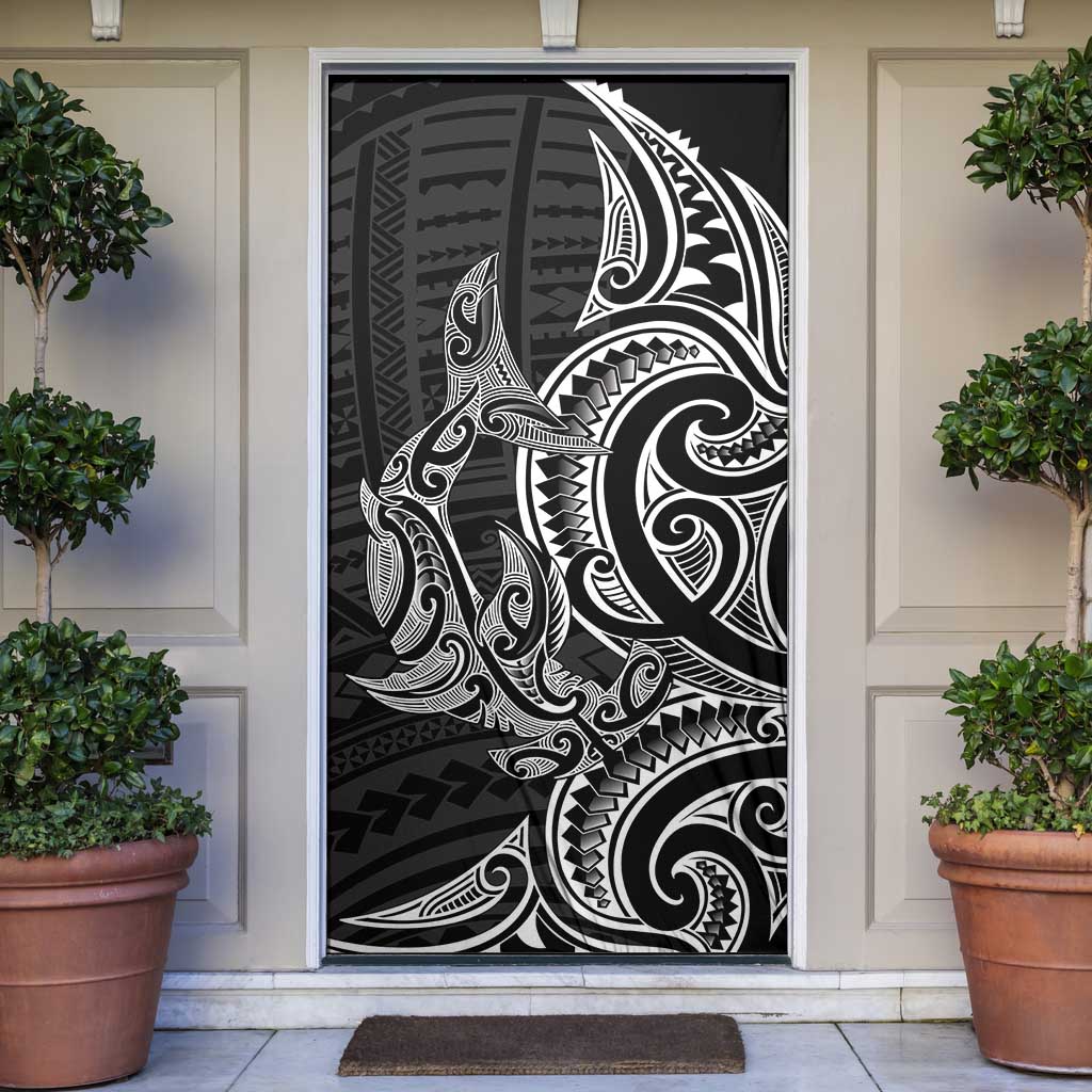 New Zealand Hammerhead Shark Door Cover Maori Haehae Mangopare Black - Vibe Hoodie