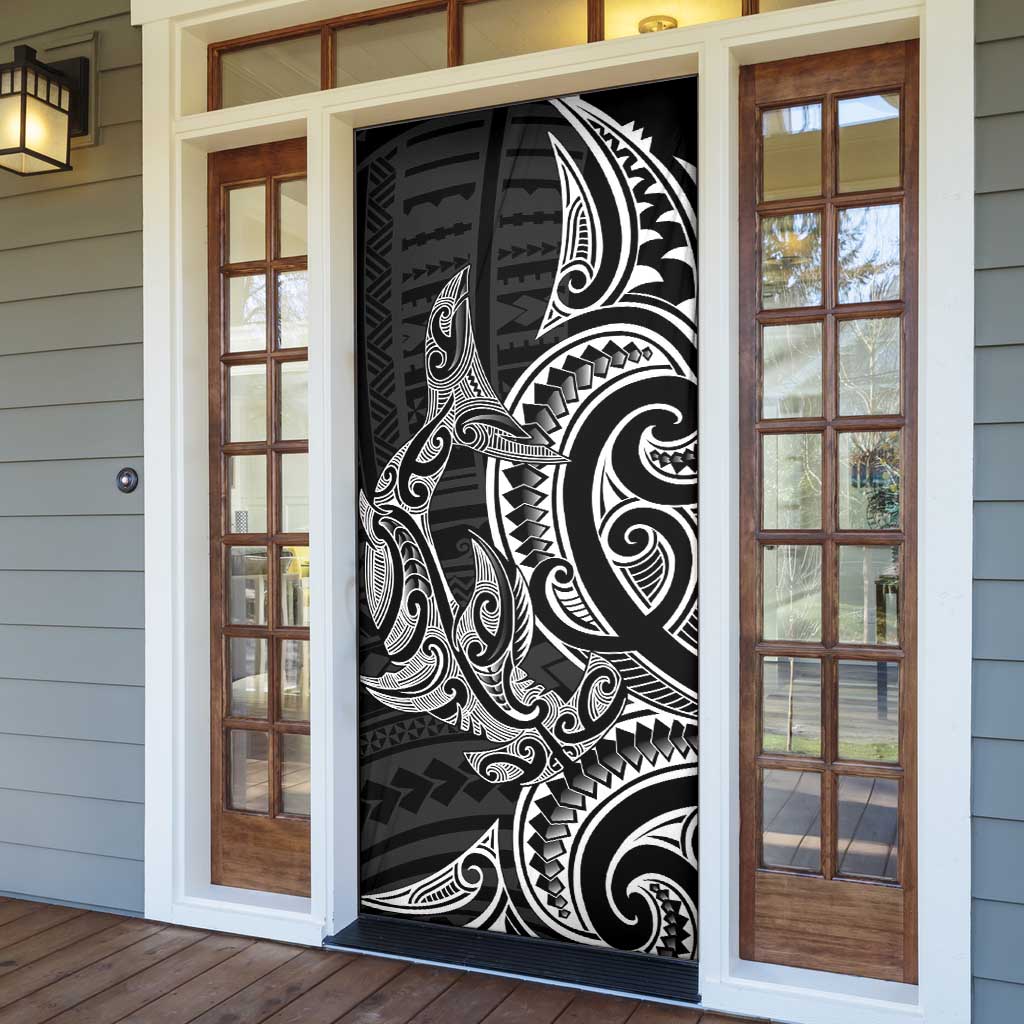 New Zealand Hammerhead Shark Door Cover Maori Haehae Mangopare Black - Vibe Hoodie