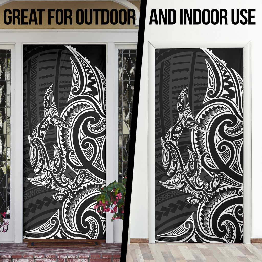 New Zealand Hammerhead Shark Door Cover Maori Haehae Mangopare Black - Vibe Hoodie