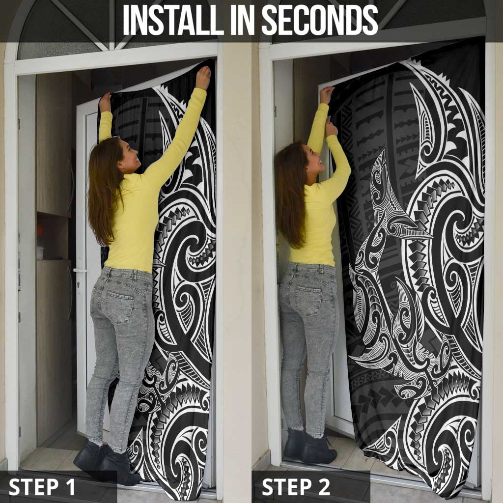 New Zealand Hammerhead Shark Door Cover Maori Haehae Mangopare Black - Vibe Hoodie