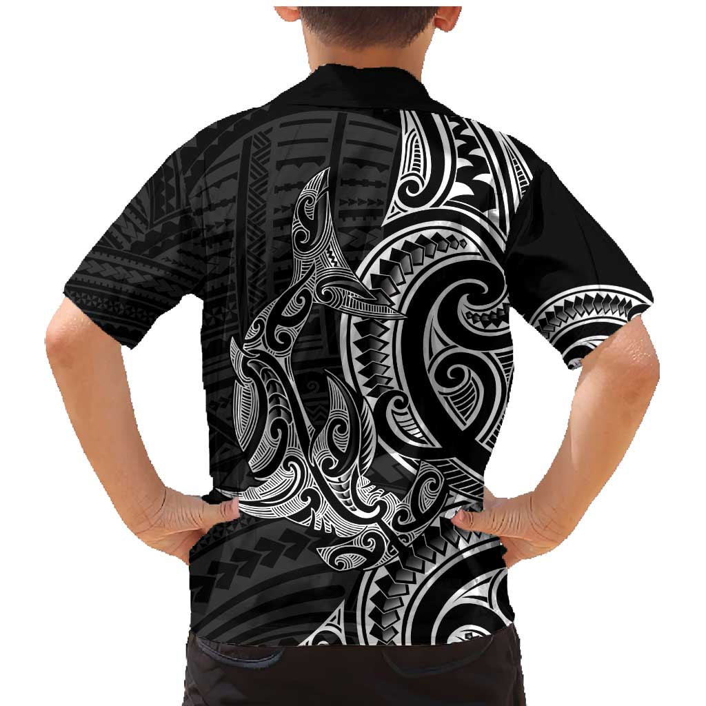 New Zealand Hammerhead Shark Family Matching Mermaid Dress and Hawaiian Shirt Maori Haehae Mangopare Black - Vibe Hoodie