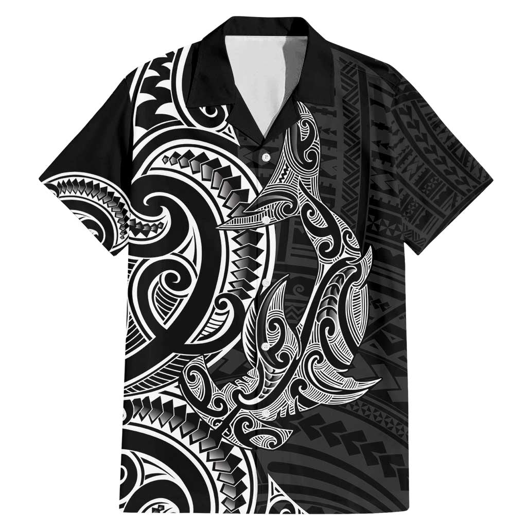 New Zealand Hammerhead Shark Family Matching Mermaid Dress and Hawaiian Shirt Maori Haehae Mangopare Black - Vibe Hoodie