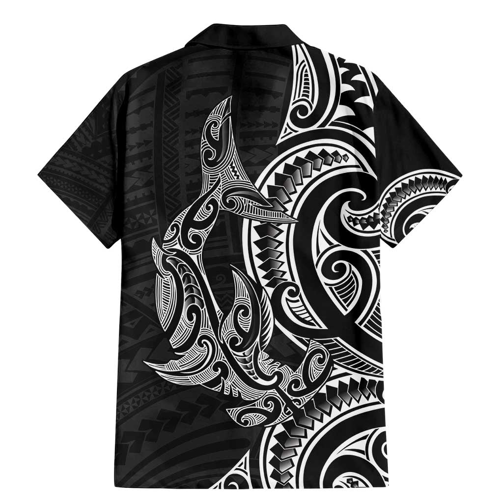 New Zealand Hammerhead Shark Family Matching Mermaid Dress and Hawaiian Shirt Maori Haehae Mangopare Black - Vibe Hoodie