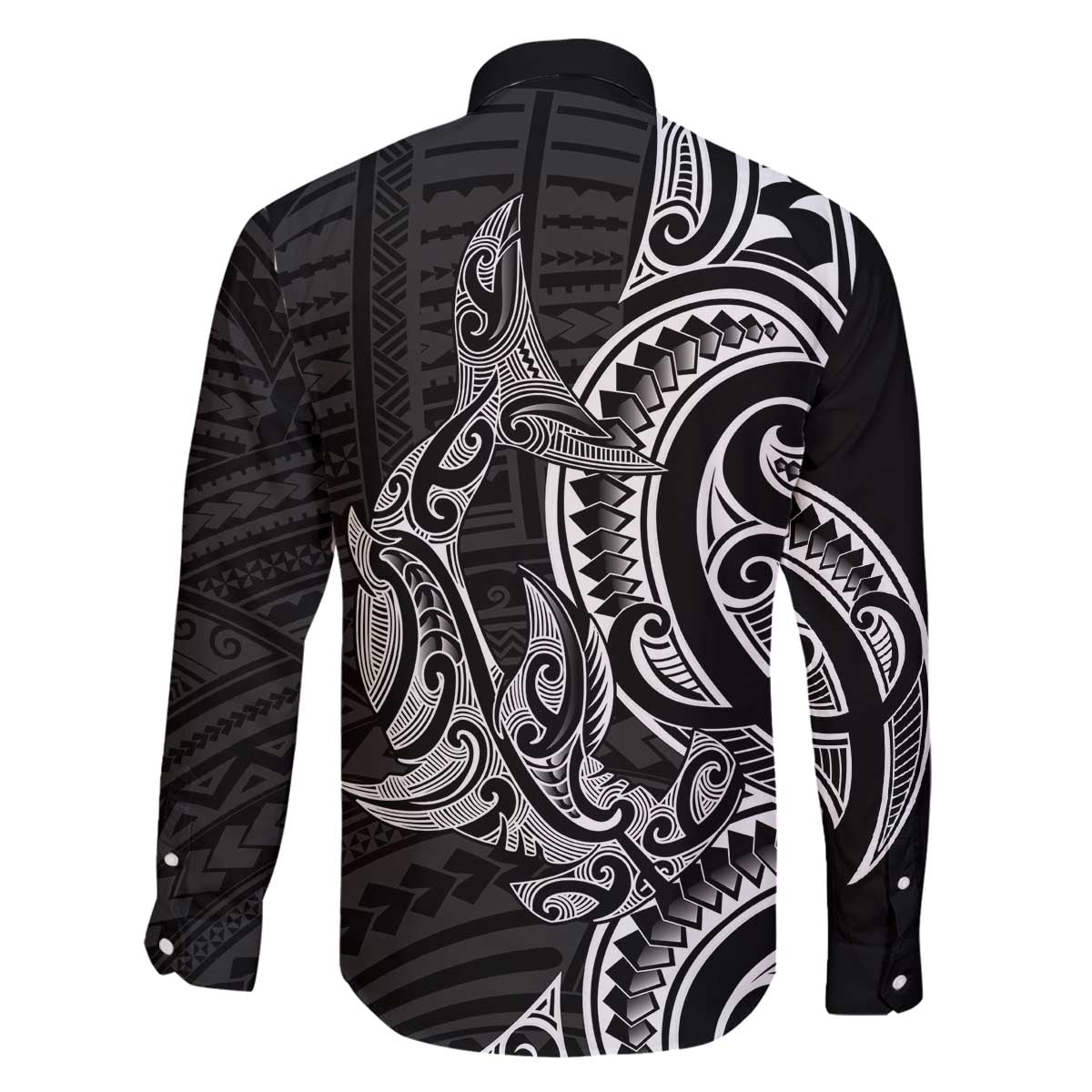 New Zealand Hammerhead Shark Family Matching Off The Shoulder Long Sleeve Dress and Hawaiian Shirt Maori Haehae Mangopare Black - Vibe Hoodie