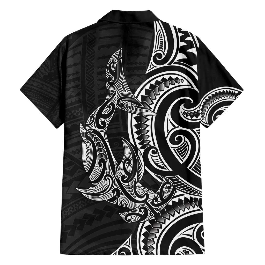 New Zealand Hammerhead Shark Family Matching Puletasi and Hawaiian Shirt Maori Haehae Mangopare Black - Vibe Hoodie