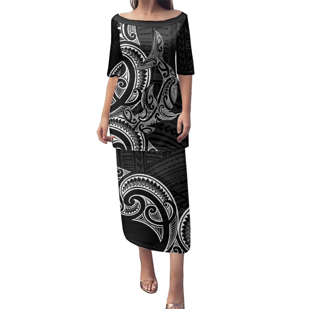 New Zealand Hammerhead Shark Family Matching Puletasi and Hawaiian Shirt Maori Haehae Mangopare Black - Vibe Hoodie