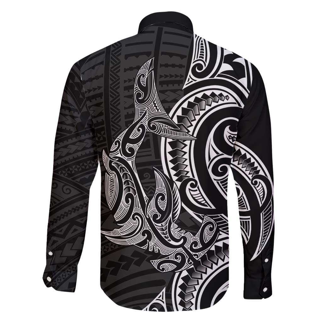 New Zealand Hammerhead Shark Family Matching Short Sleeve Bodycon Dress and Hawaiian Shirt Maori Haehae Mangopare Black - Vibe Hoodie