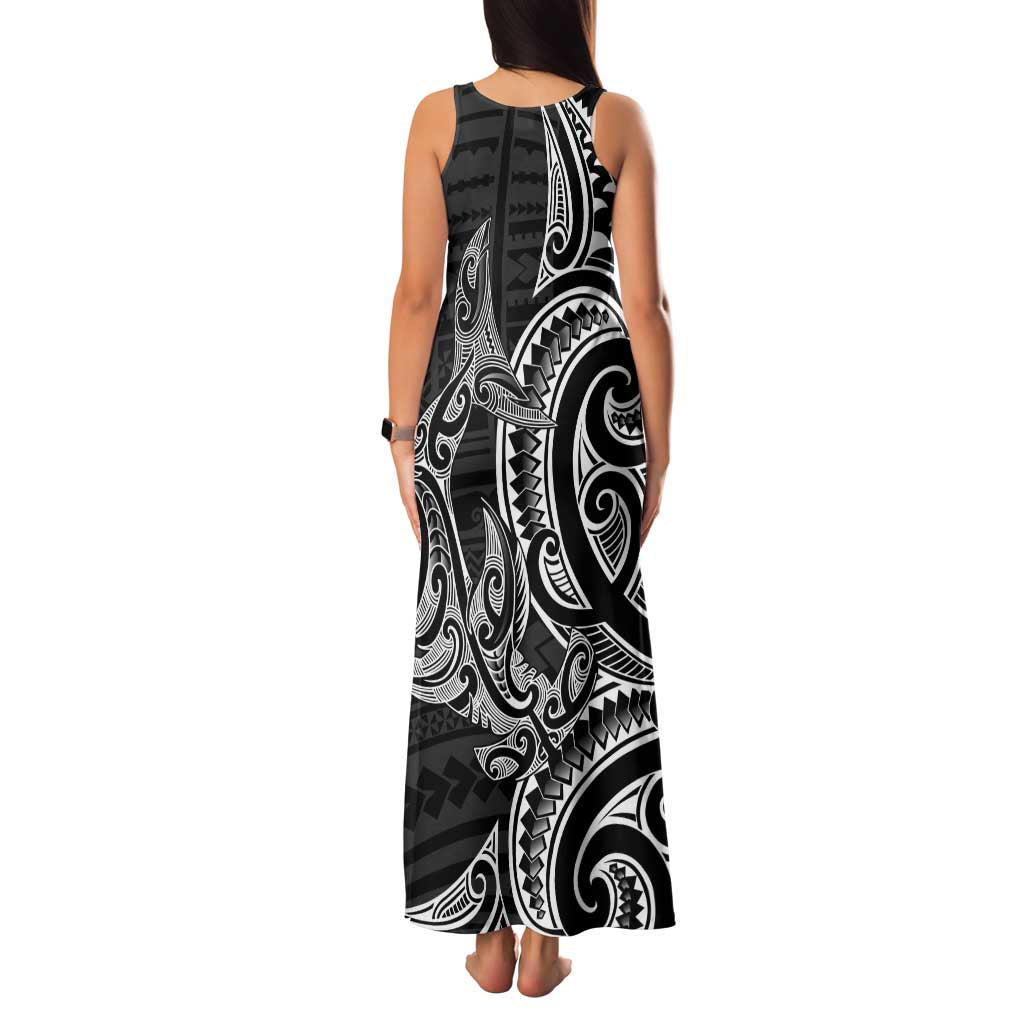 New Zealand Hammerhead Shark Family Matching Tank Maxi Dress and Hawaiian Shirt Maori Haehae Mangopare Black - Vibe Hoodie