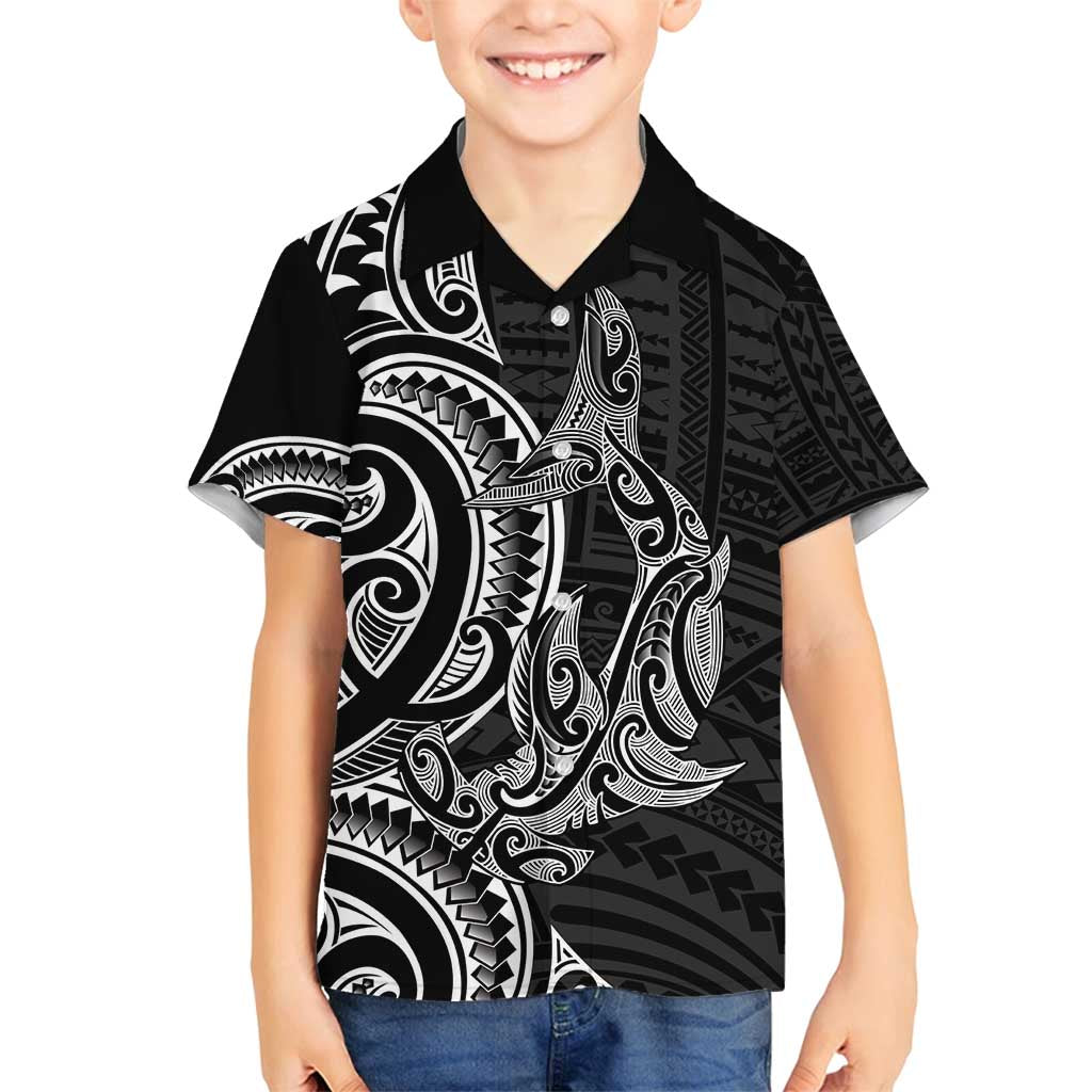 New Zealand Hammerhead Shark Family Matching Tank Maxi Dress and Hawaiian Shirt Maori Haehae Mangopare Black - Vibe Hoodie
