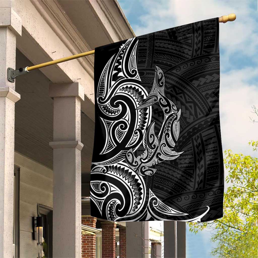 New Zealand Hammerhead Shark Garden Flag Maori Haehae Mangopare Black - Vibe Hoodie