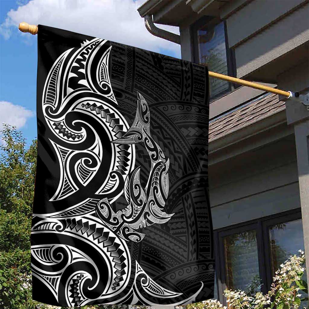 New Zealand Hammerhead Shark Garden Flag Maori Haehae Mangopare Black - Vibe Hoodie