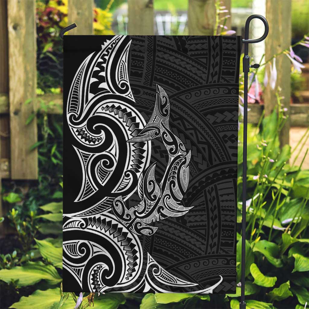 New Zealand Hammerhead Shark Garden Flag Maori Haehae Mangopare Black - Vibe Hoodie