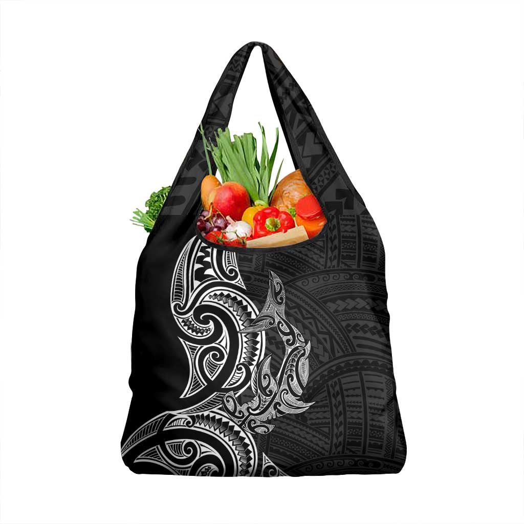 New Zealand Hammerhead Shark Grocery Bag Maori Haehae Mangopare Black - Vibe Hoodie