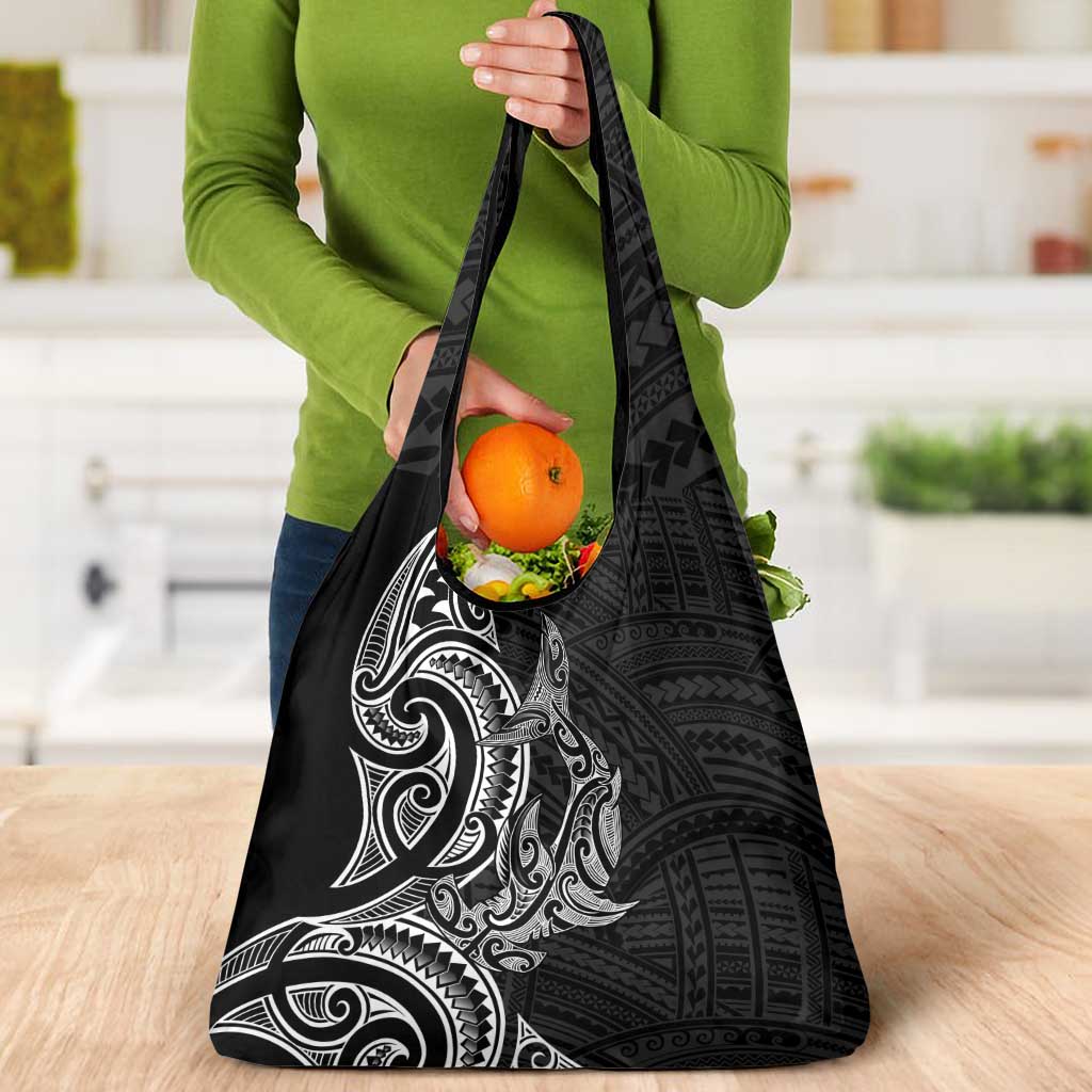 New Zealand Hammerhead Shark Grocery Bag Maori Haehae Mangopare Black - Vibe Hoodie