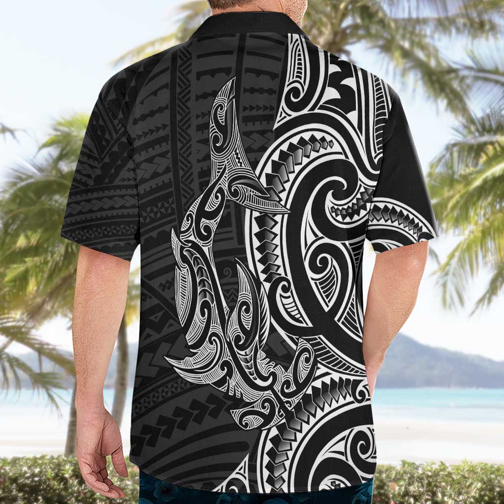 New Zealand Hammerhead Shark Hawaiian Shirt Maori Haehae Mangopare Black - Vibe Hoodie