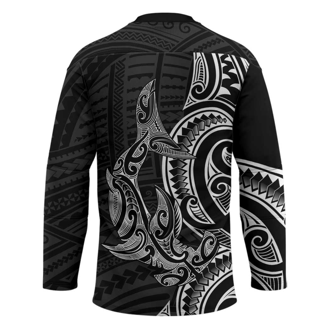New Zealand Hammerhead Shark Hockey Jersey Maori Haehae Mangopare Black - Vibe Hoodie