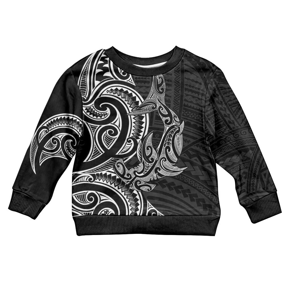 New Zealand Hammerhead Shark Kid Ugly Christmas Sweater Maori Haehae Mangopare Black - Vibe Hoodie