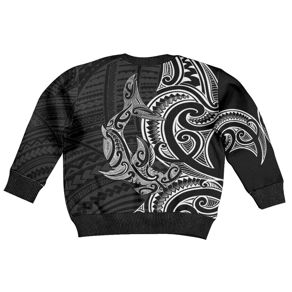 New Zealand Hammerhead Shark Kid Ugly Christmas Sweater Maori Haehae Mangopare Black - Vibe Hoodie