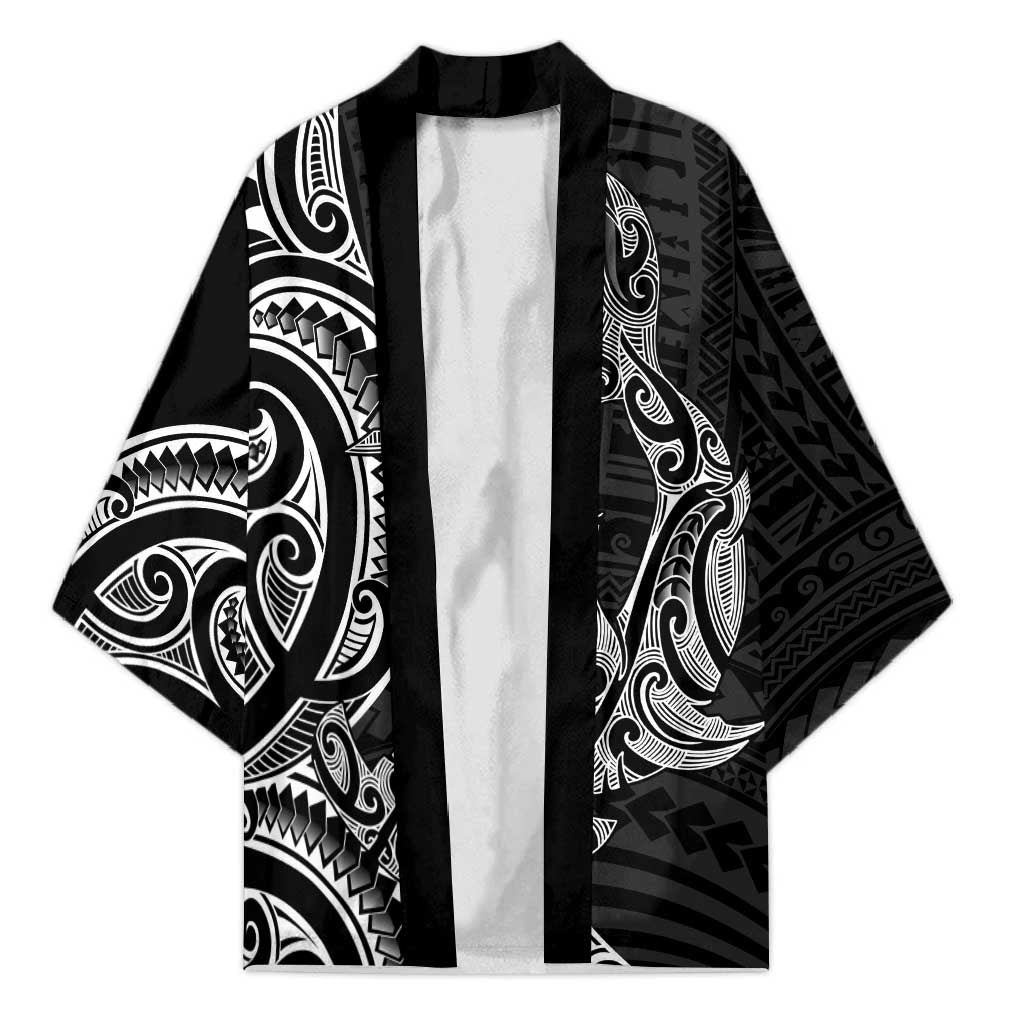 New Zealand Hammerhead Shark Kimono Maori Haehae Mangopare Black - Vibe Hoodie