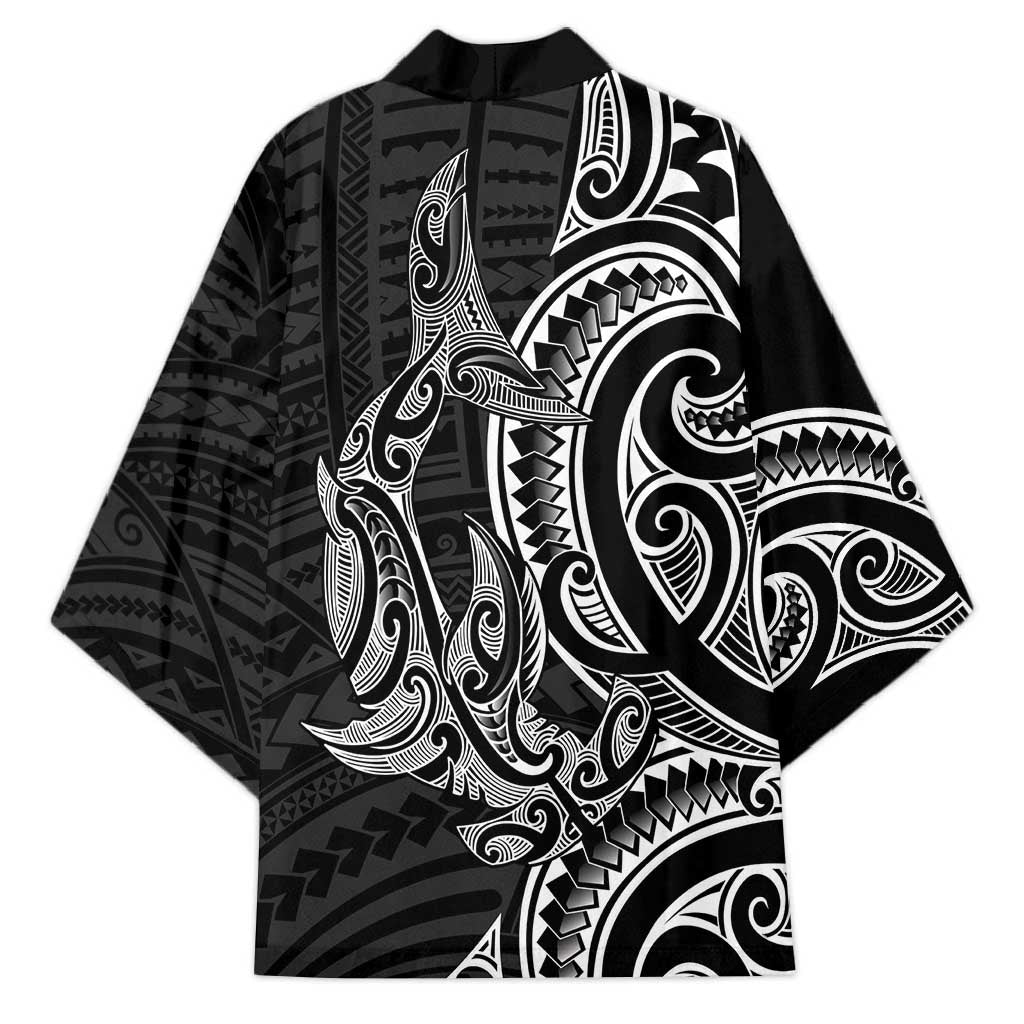New Zealand Hammerhead Shark Kimono Maori Haehae Mangopare Black - Vibe Hoodie