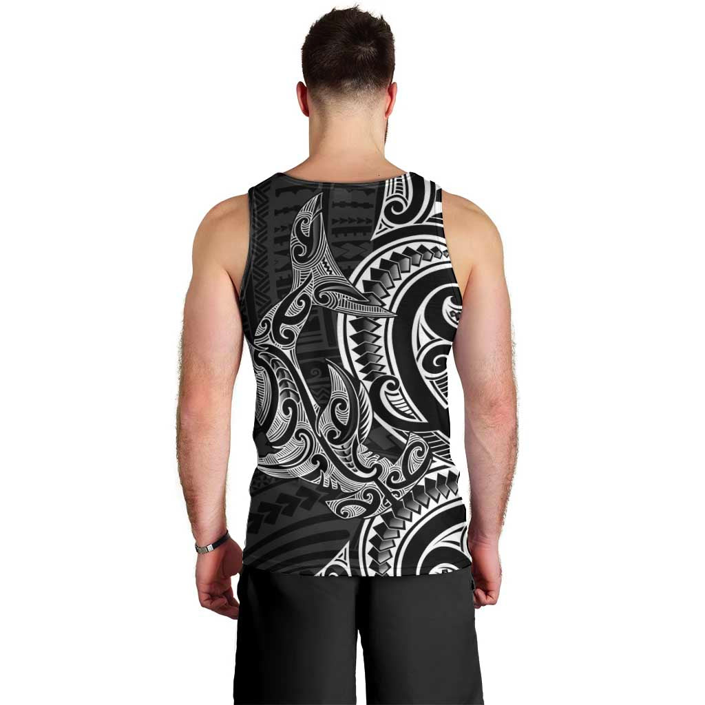 New Zealand Hammerhead Shark Men Tank Top Maori Haehae Mangopare Black - Vibe Hoodie