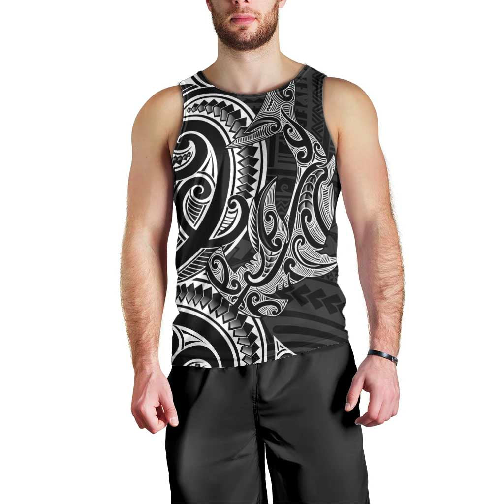 New Zealand Hammerhead Shark Men Tank Top Maori Haehae Mangopare Black - Vibe Hoodie