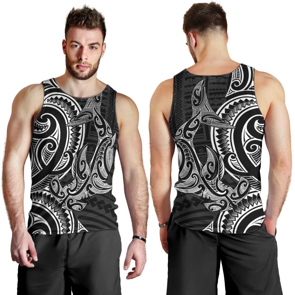 New Zealand Hammerhead Shark Men Tank Top Maori Haehae Mangopare Black - Vibe Hoodie