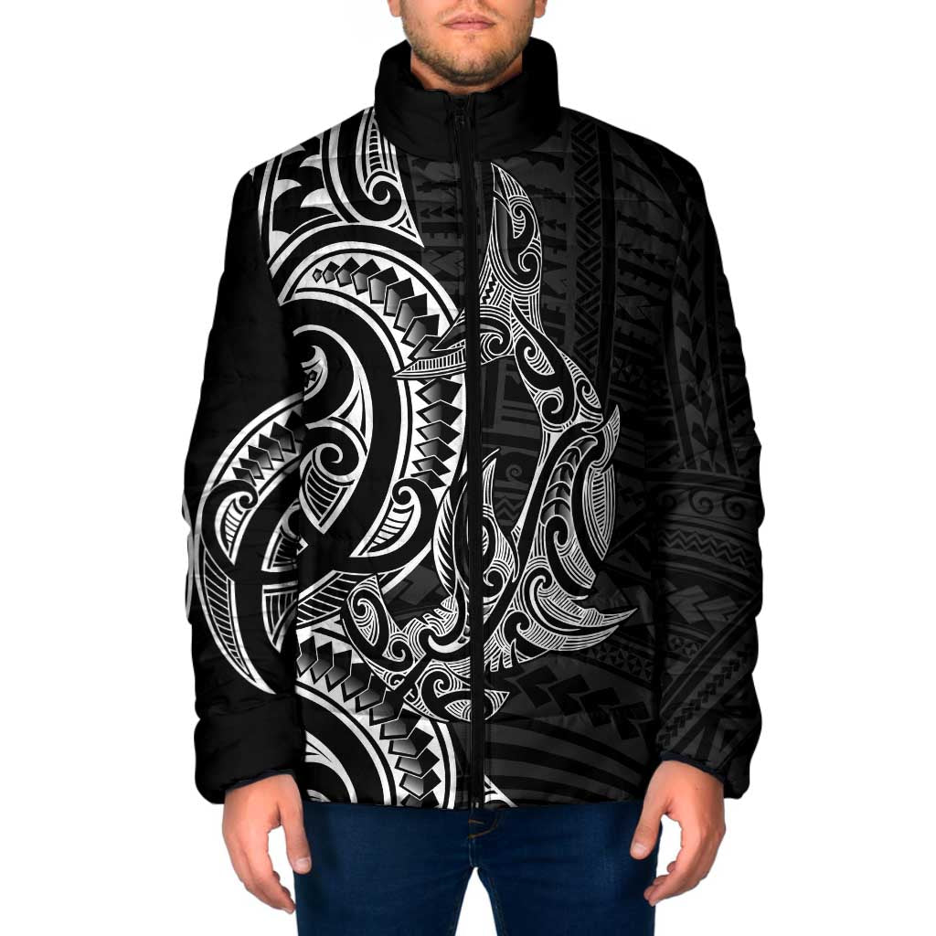 New Zealand Hammerhead Shark Padded Jacket Maori Haehae Mangopare Black - Vibe Hoodie