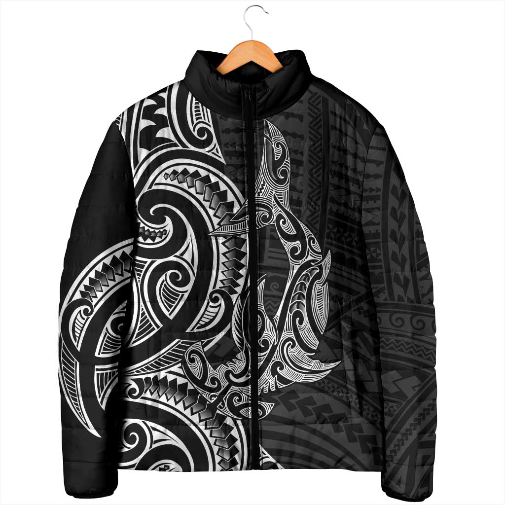 New Zealand Hammerhead Shark Padded Jacket Maori Haehae Mangopare Black - Vibe Hoodie