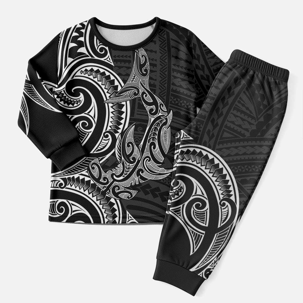 New Zealand Hammerhead Shark Christmas Pajama Set Maori Haehae Mangopare Black - Vibe Hoodie