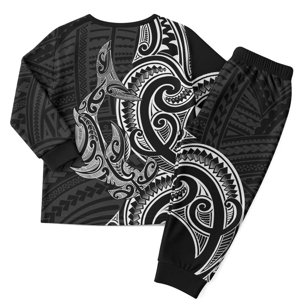 New Zealand Hammerhead Shark Christmas Pajama Set Maori Haehae Mangopare Black - Vibe Hoodie