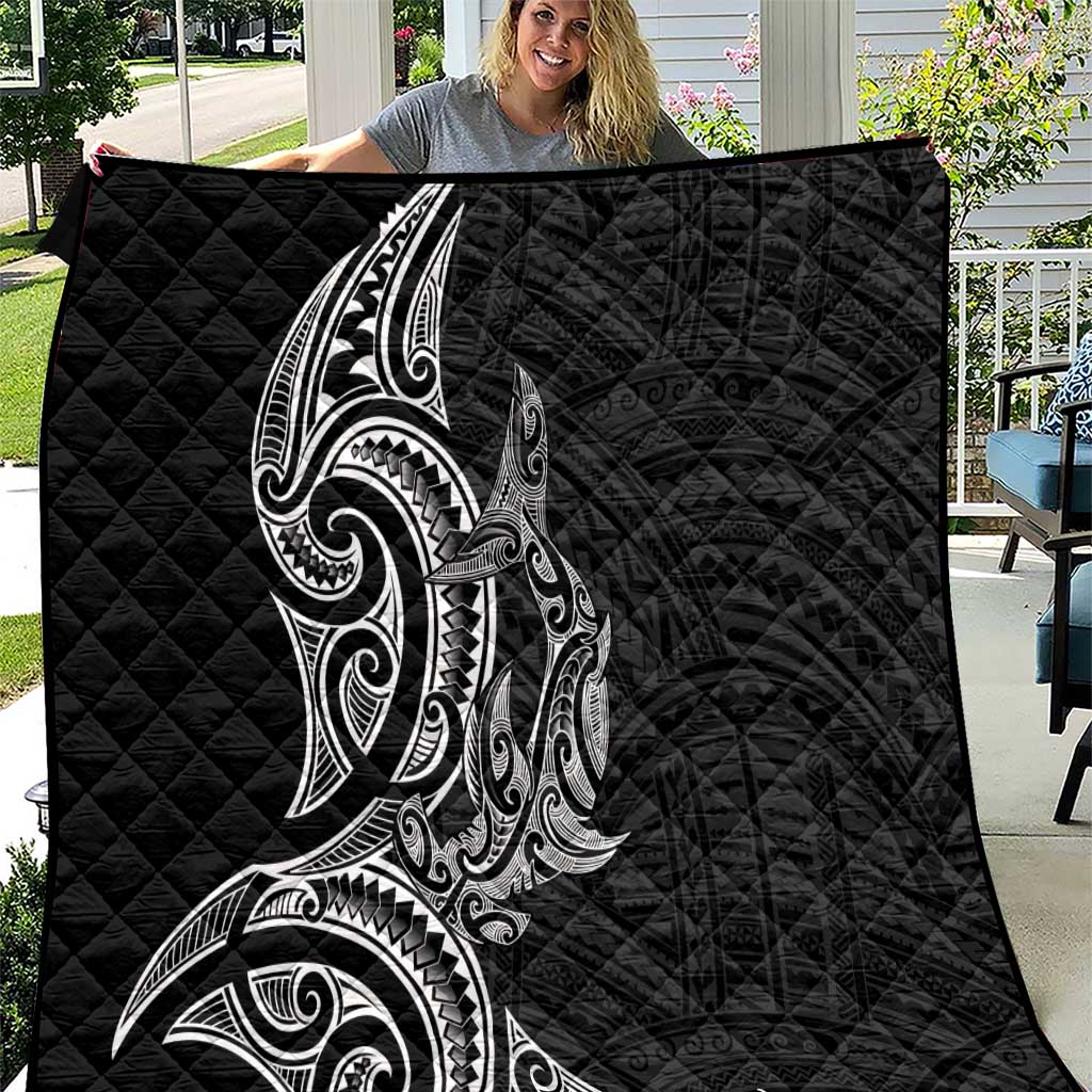 New Zealand Hammerhead Shark Quilt Maori Haehae Mangopare Black - Vibe Hoodie