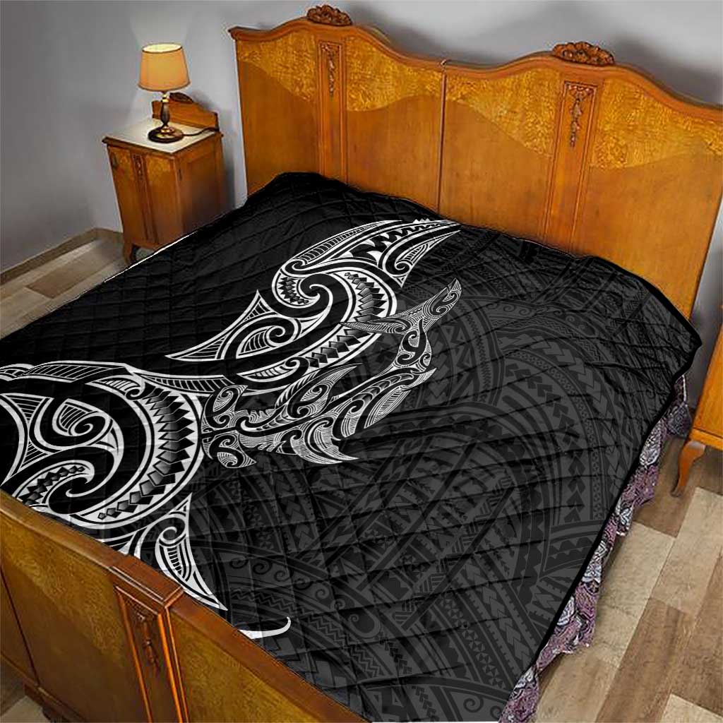 New Zealand Hammerhead Shark Quilt Maori Haehae Mangopare Black - Vibe Hoodie