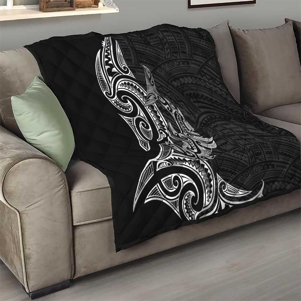New Zealand Hammerhead Shark Quilt Maori Haehae Mangopare Black - Vibe Hoodie