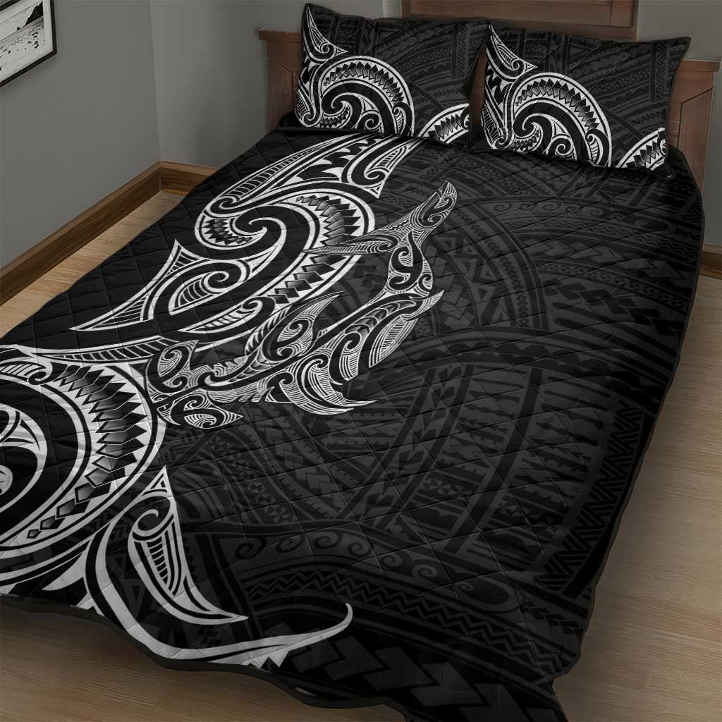 New Zealand Hammerhead Shark Quilt Bed Set Maori Haehae Mangopare Black - Vibe Hoodie