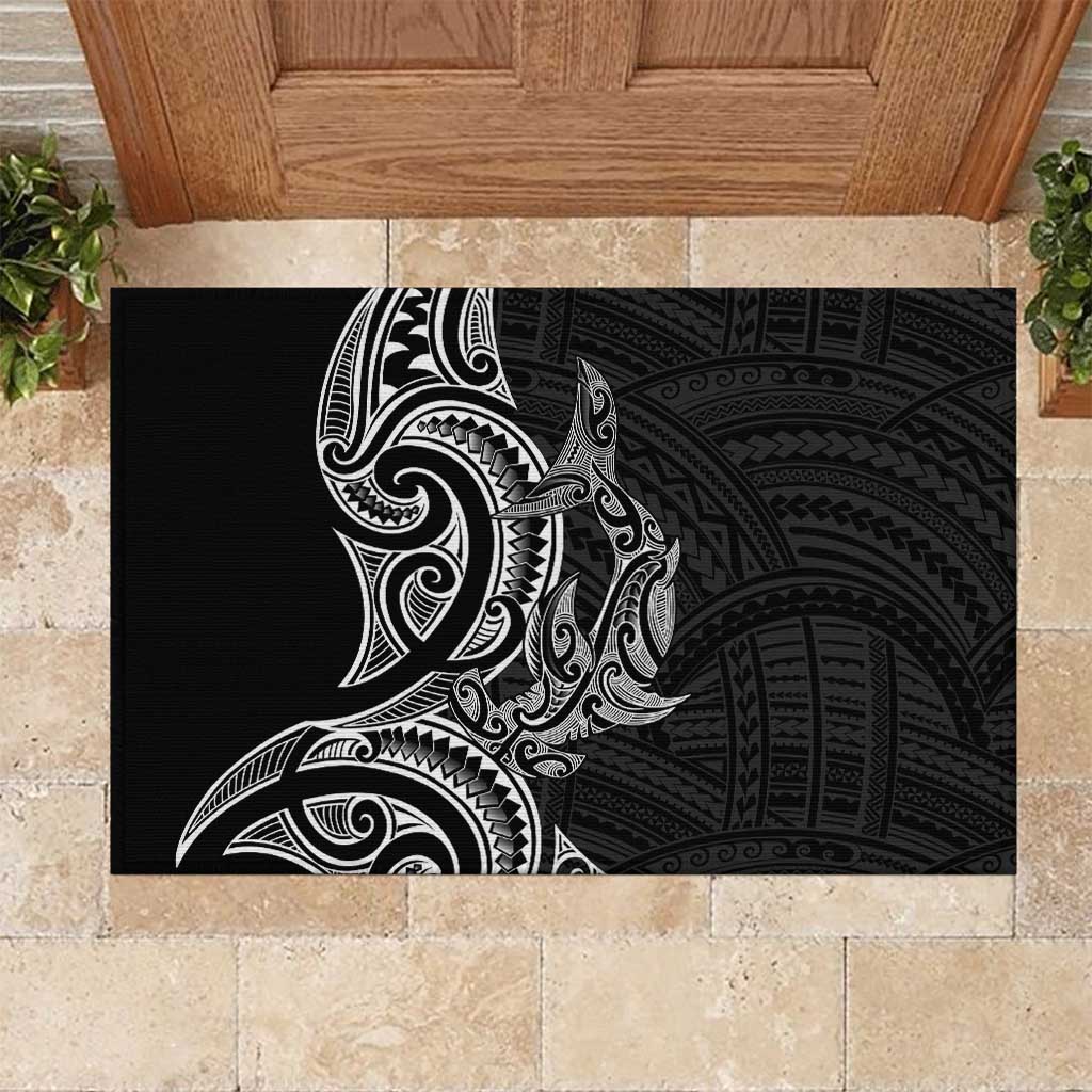 New Zealand Hammerhead Shark Rubber Doormat Maori Haehae Mangopare Black - Vibe Hoodie