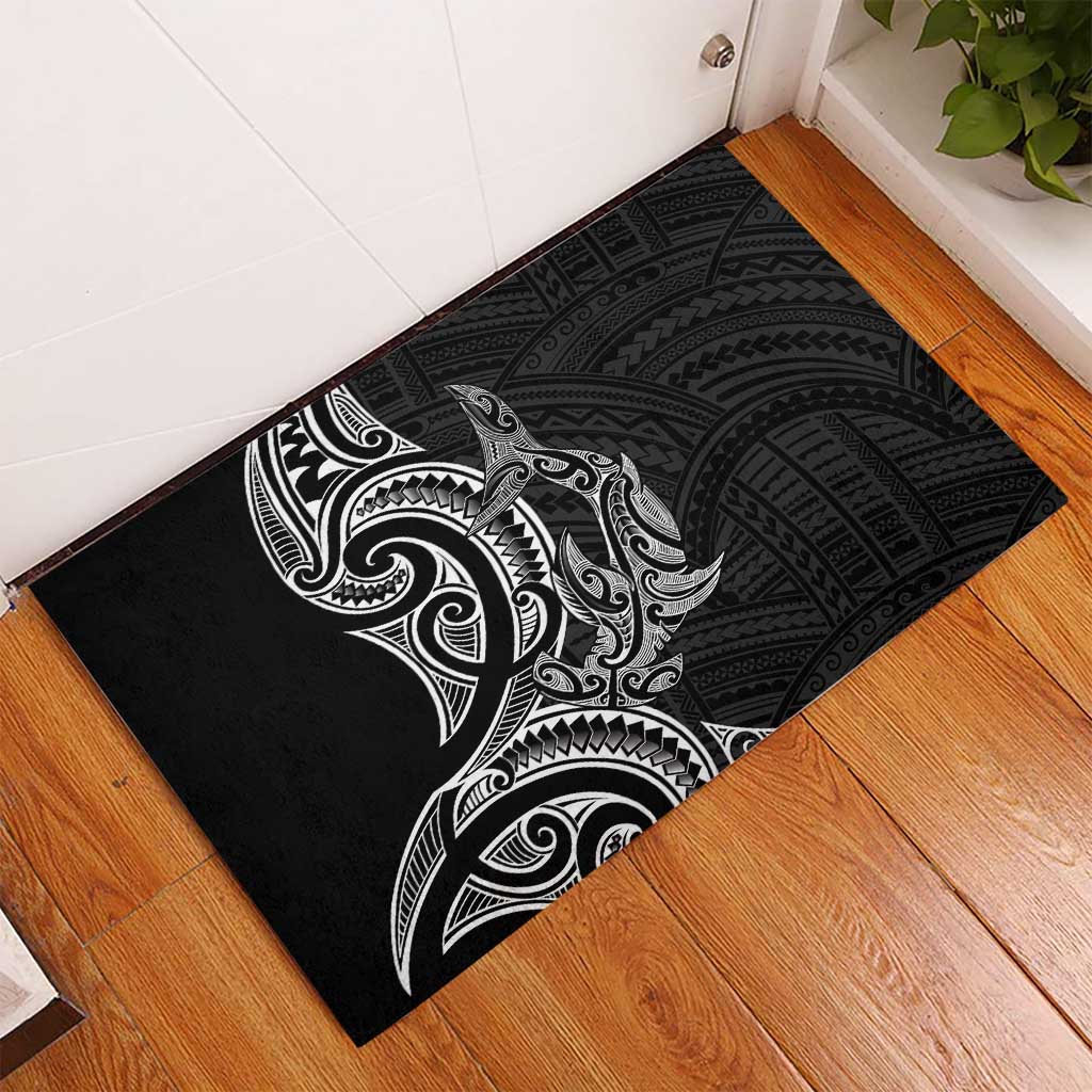 New Zealand Hammerhead Shark Rubber Doormat Maori Haehae Mangopare Black - Vibe Hoodie
